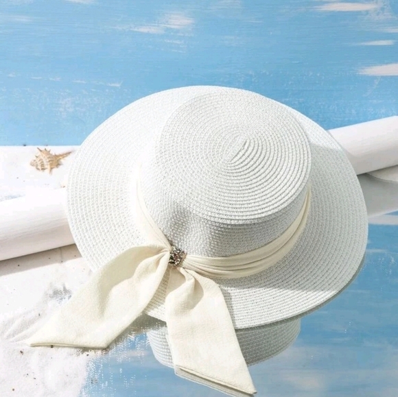 White Summer Sun Straw Hat